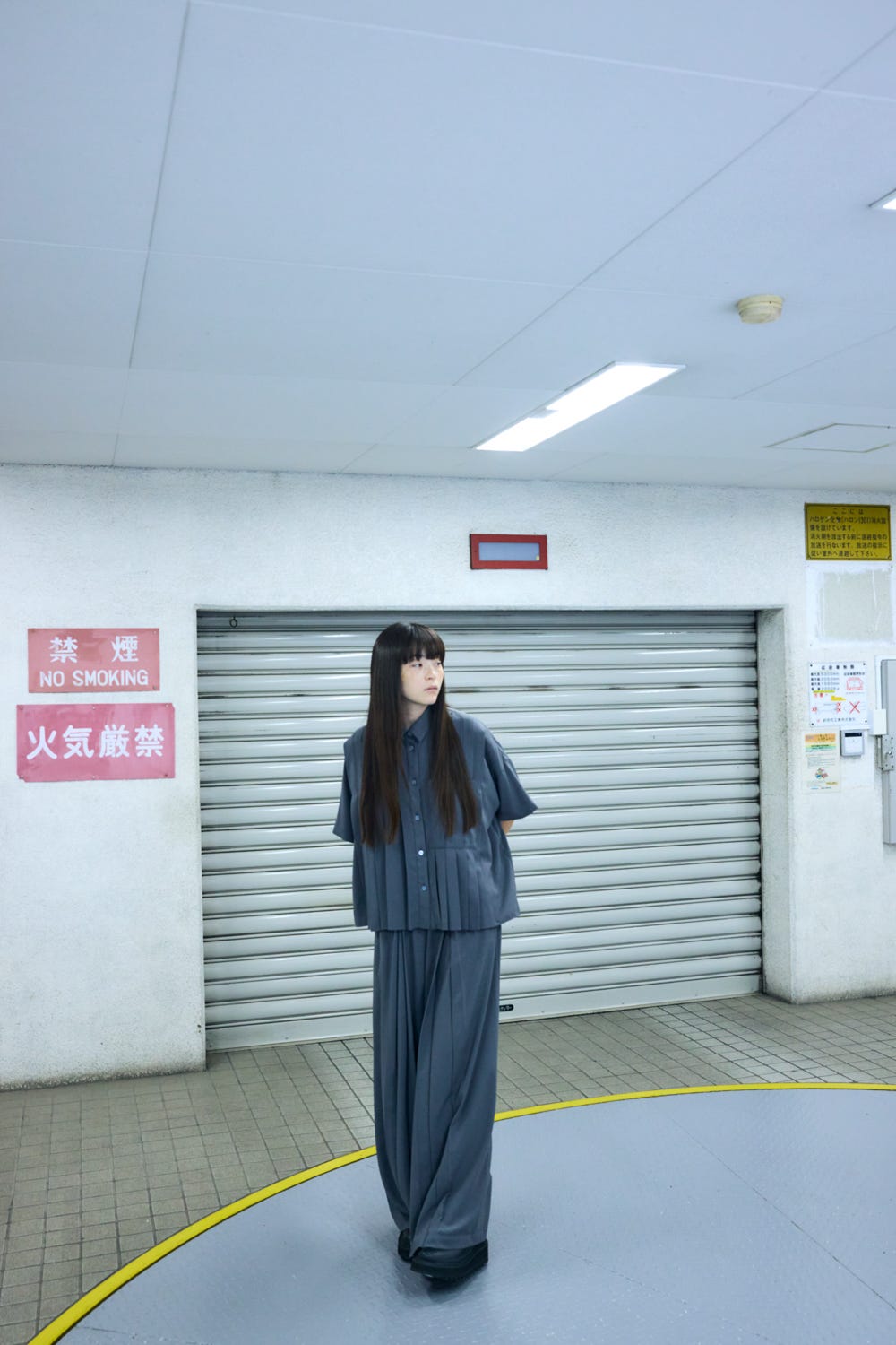 PLEATS WIDE BOX SHIRT GRY 38