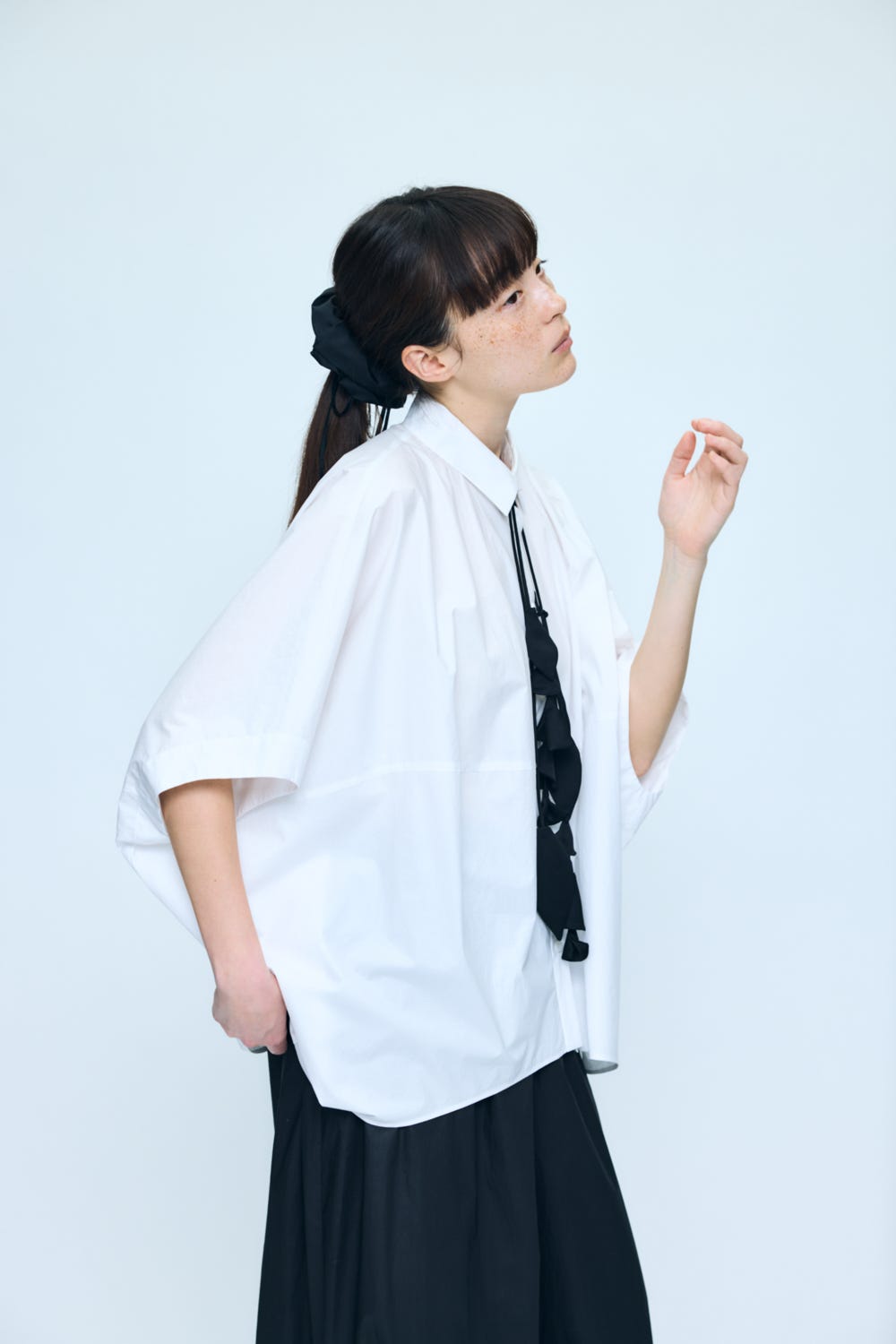 DRAPE HEXAGON SKIRTD WHT 38