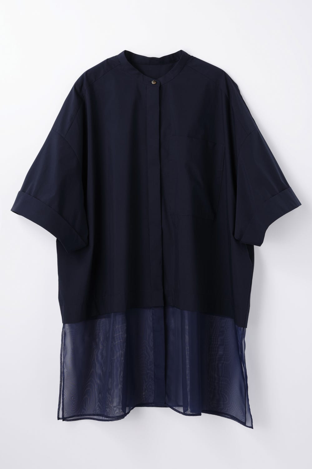 SHEER BOTTOM SHIRT NVY 38
