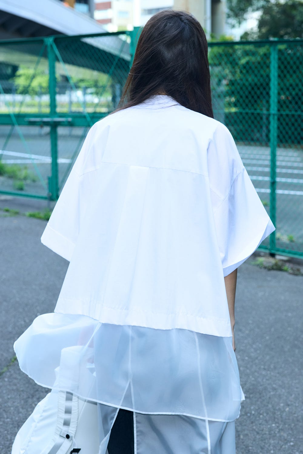 SHEER BOTTOM SHIRT WHT 38