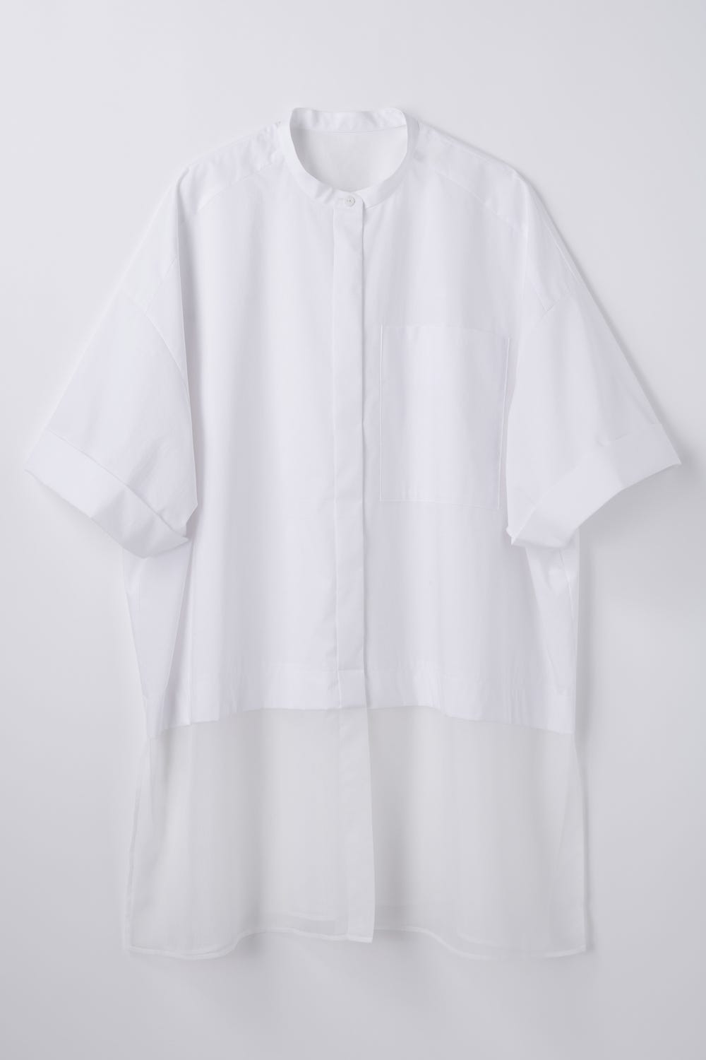 SHEER BOTTOM SHIRT WHT 38