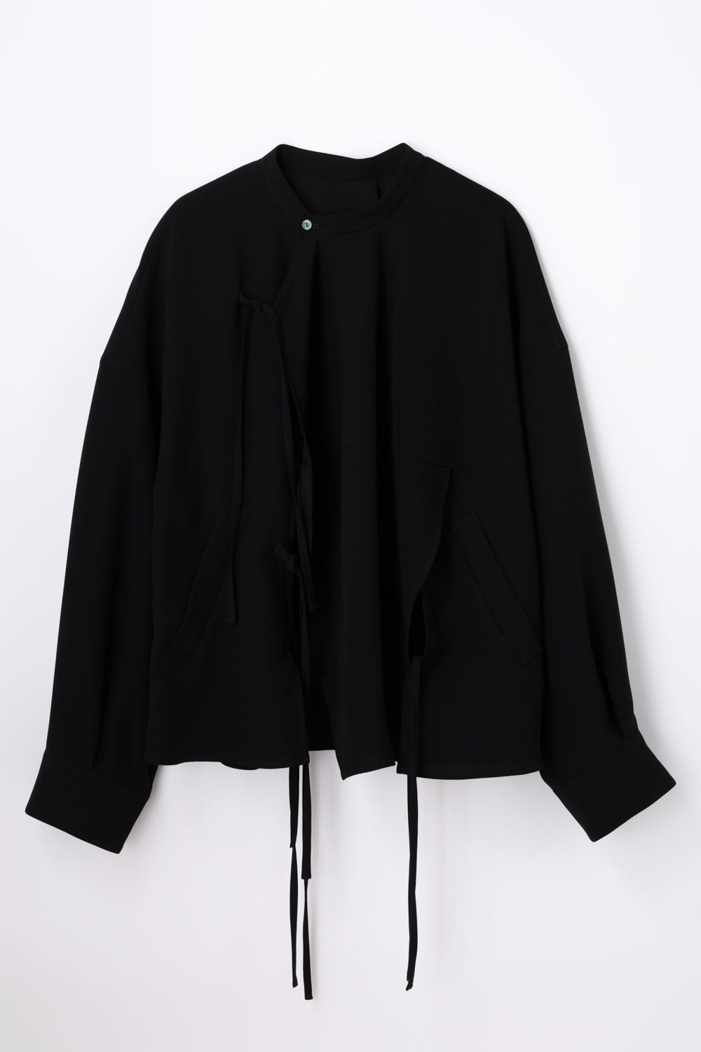 VOLUME-SLEEVES RIBBON JACKET BLK 38