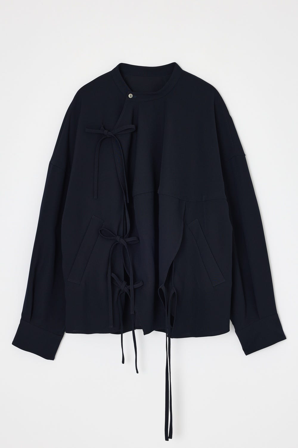 VOLUME-SLEEVES RIBBON JACKET D/NVY 38