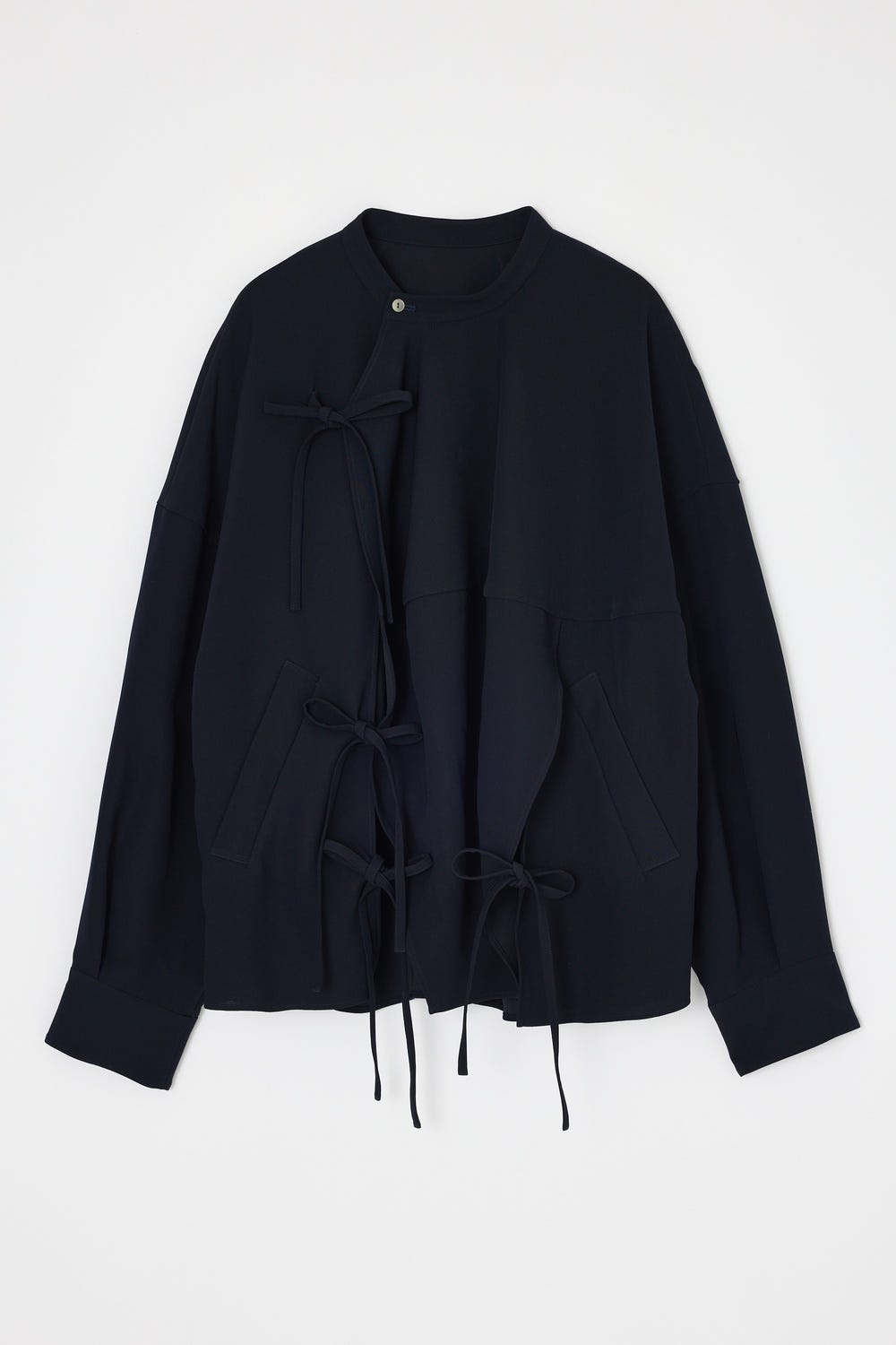 VOLUME-SLEEVES RIBBON JACKET D/NVY 38