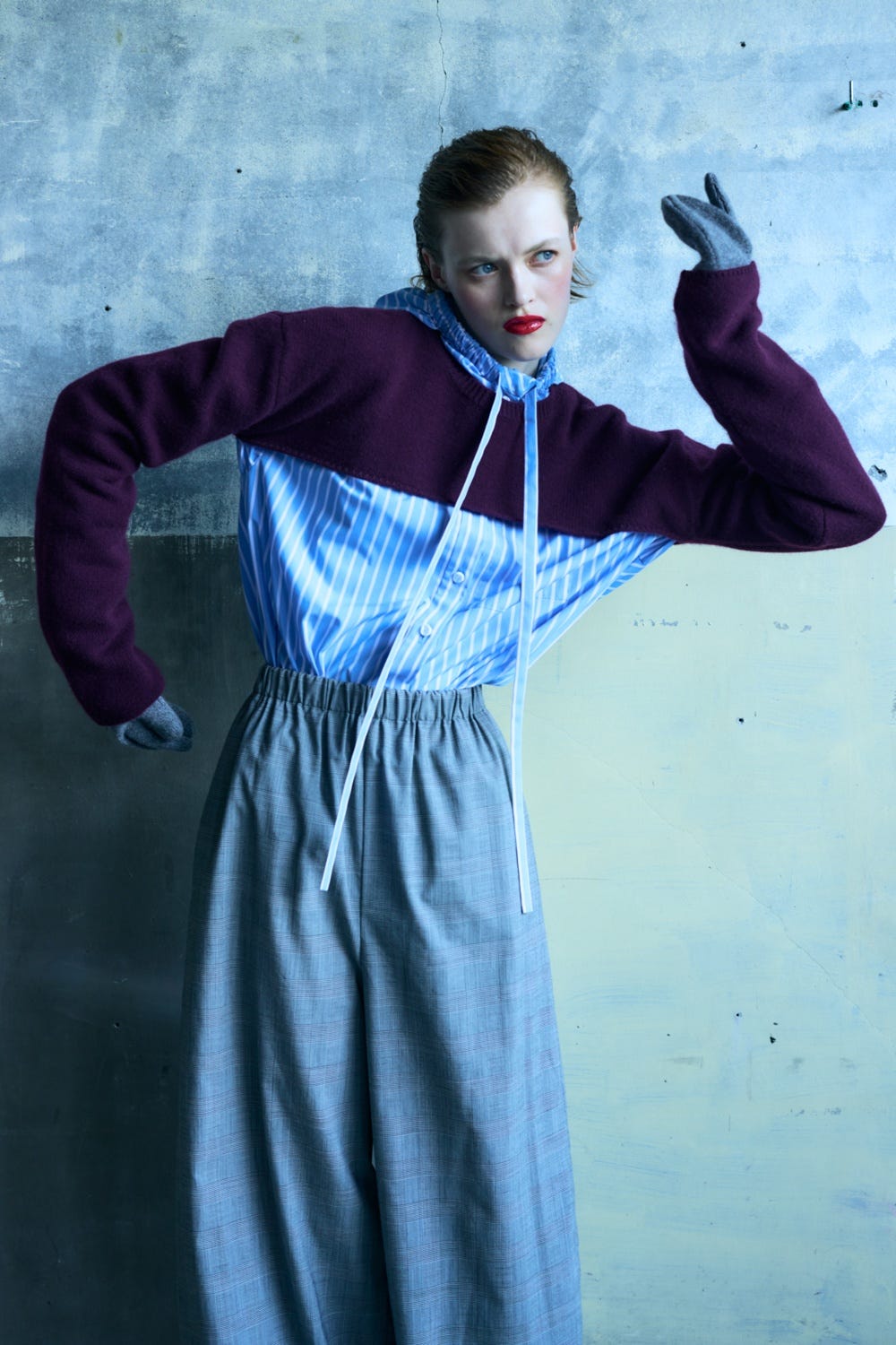 HOODED SHIRT L/BLU 38