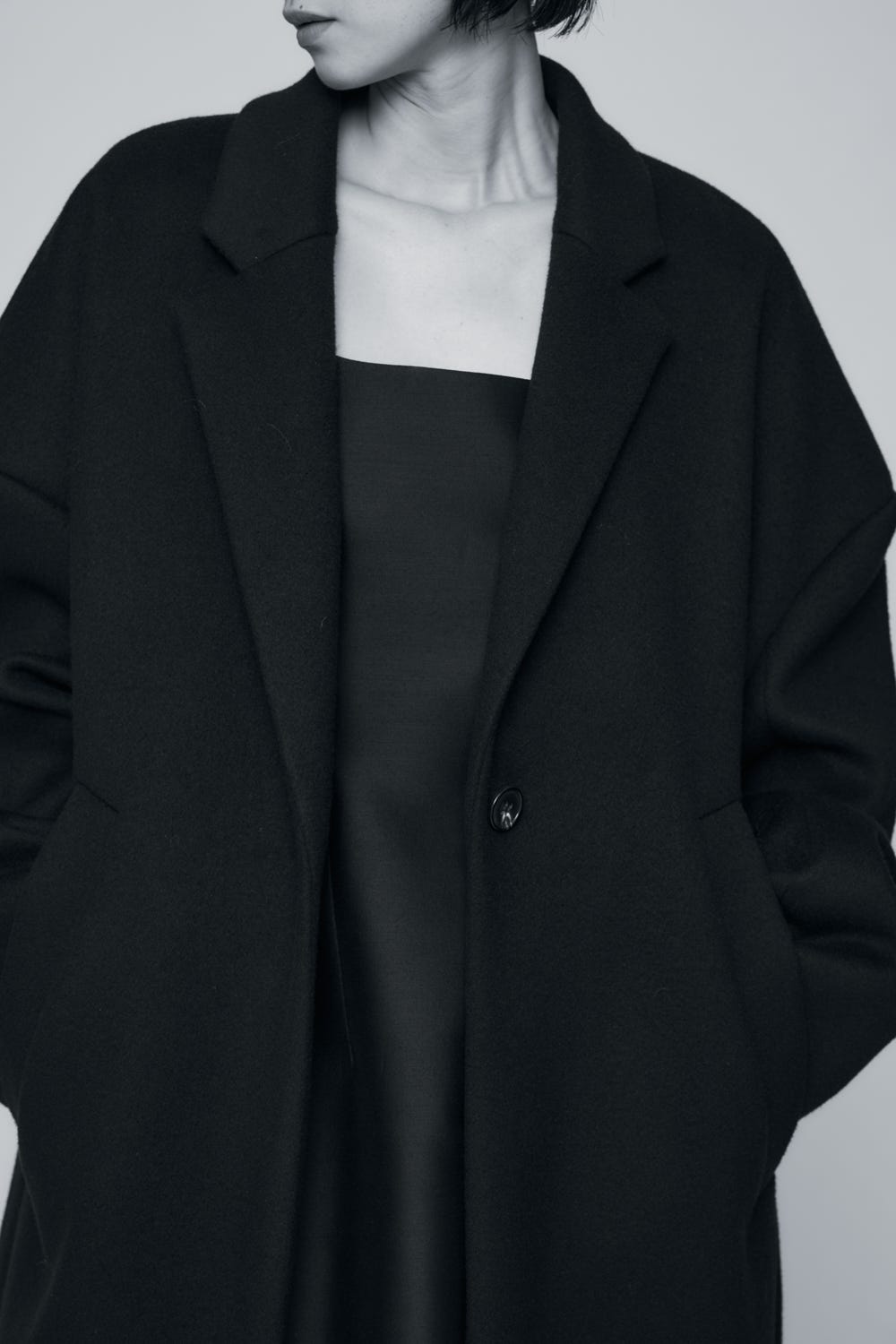 OVER TAILORED COAT BLK 36