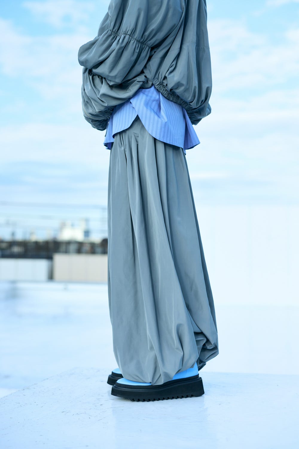 TUCK BALLOON CROPPED PANTS GRY 36