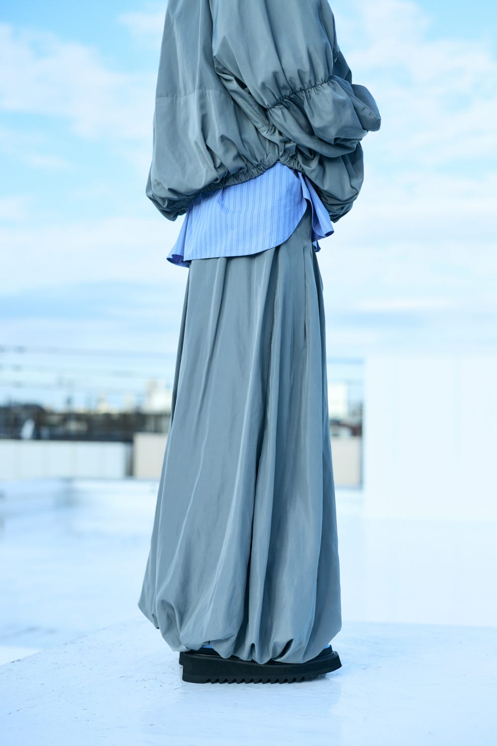 TUCK BALLOON CROPPED PANTS GRY 36