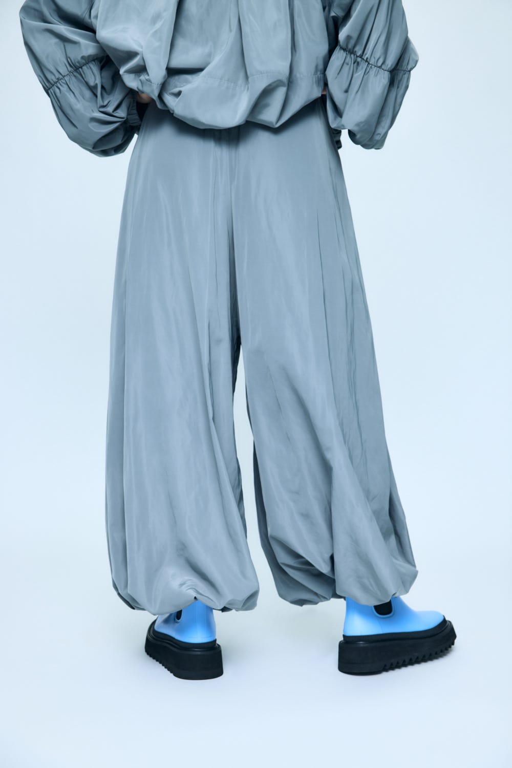 TUCK BALLOON CROPPED PANTS GRY 36
