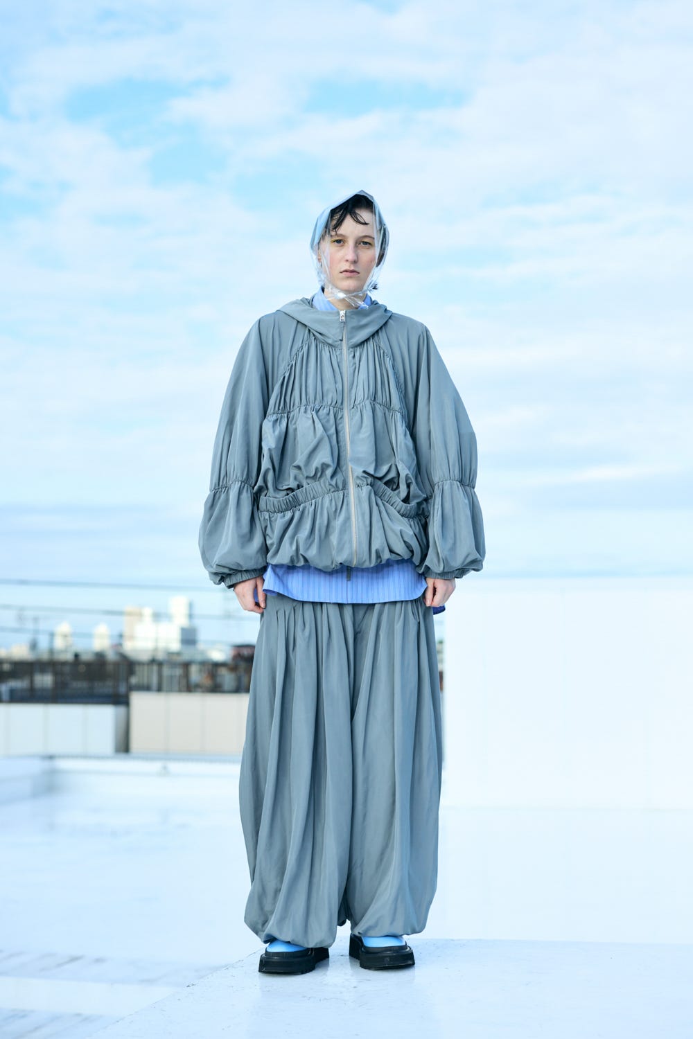 TUCK BALLOON CROPPED PANTS GRY 36