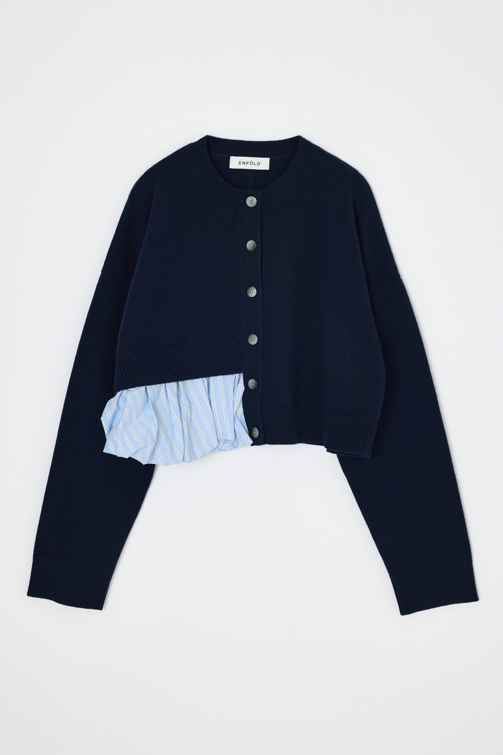 BALLOON CARDIGAN 柄NVY 38