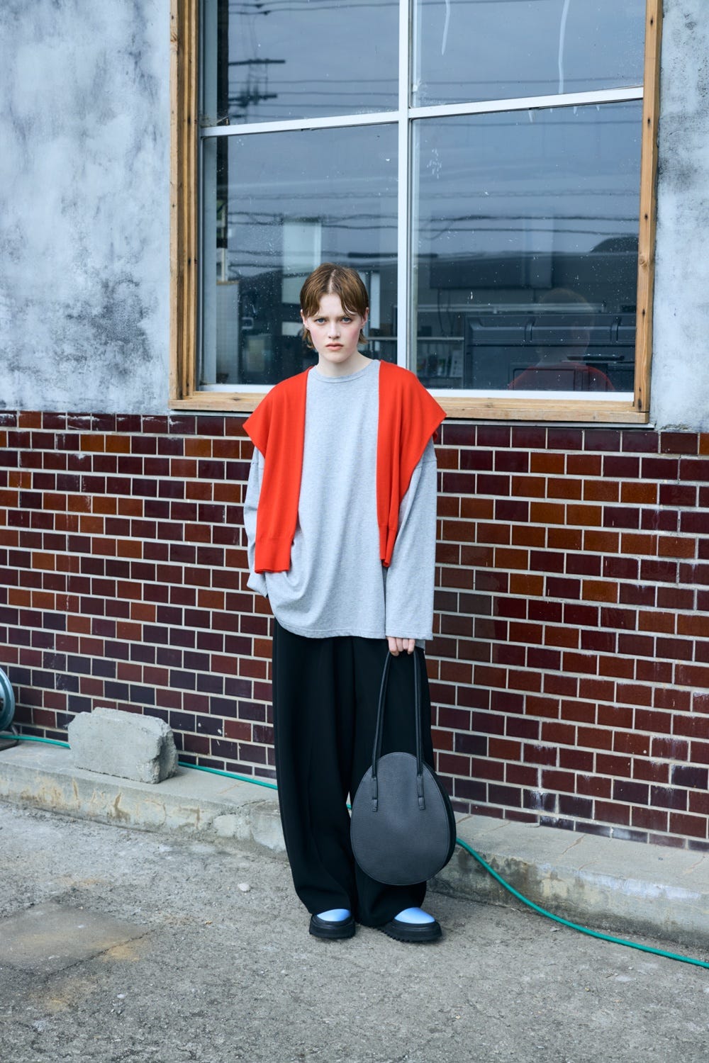 KNIT CAPE LONG-SLEEVES T-SHIRT T.GRY 38