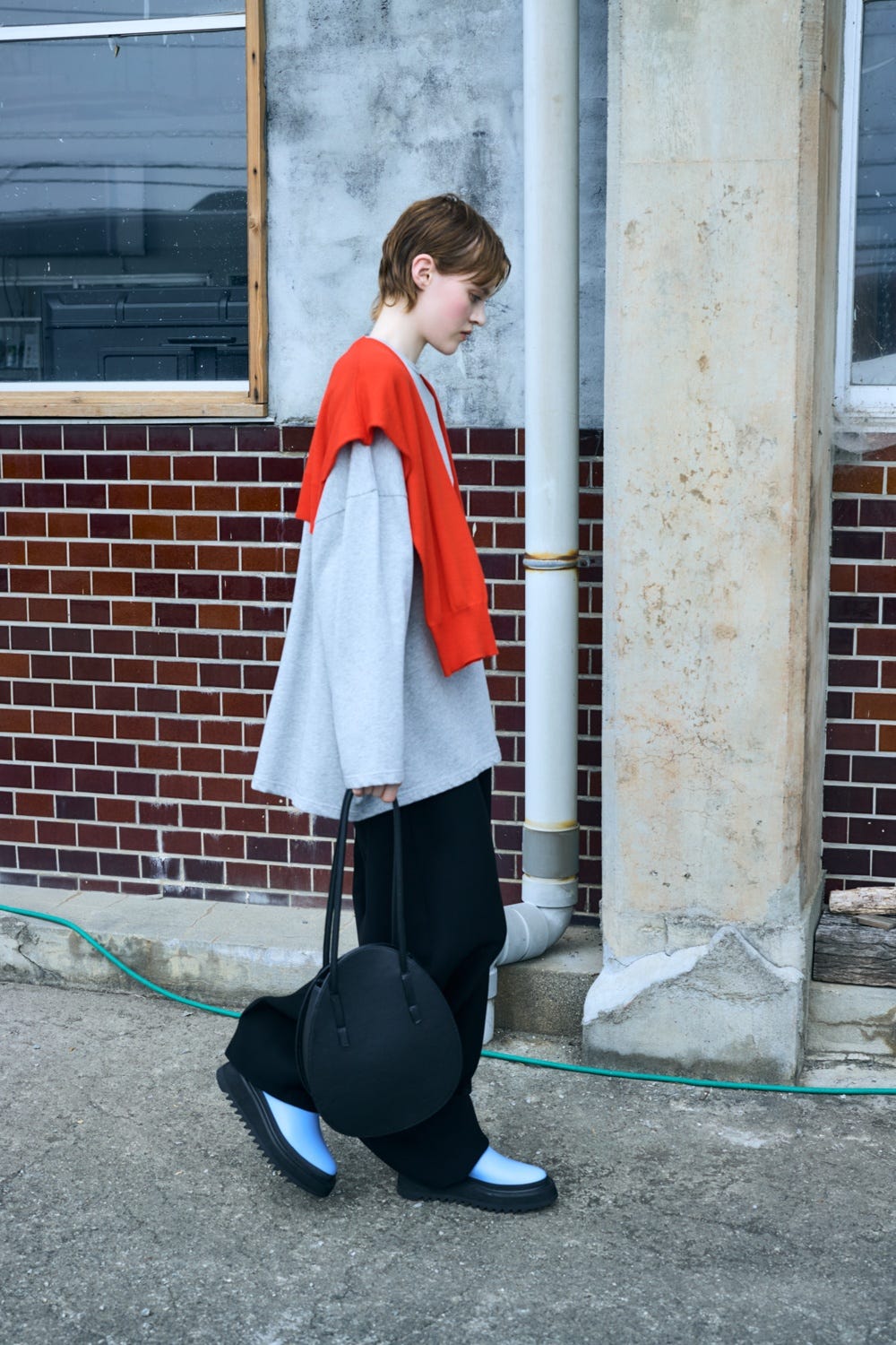 KNIT CAPE LONG-SLEEVES T-SHIRT T.GRY 38