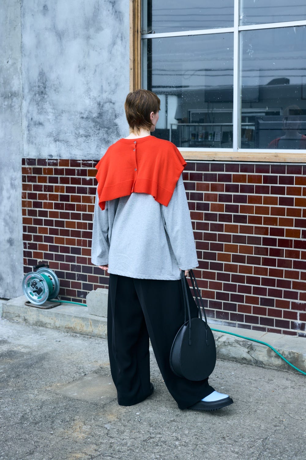 KNIT CAPE LONG-SLEEVES T-SHIRT T.GRY 38