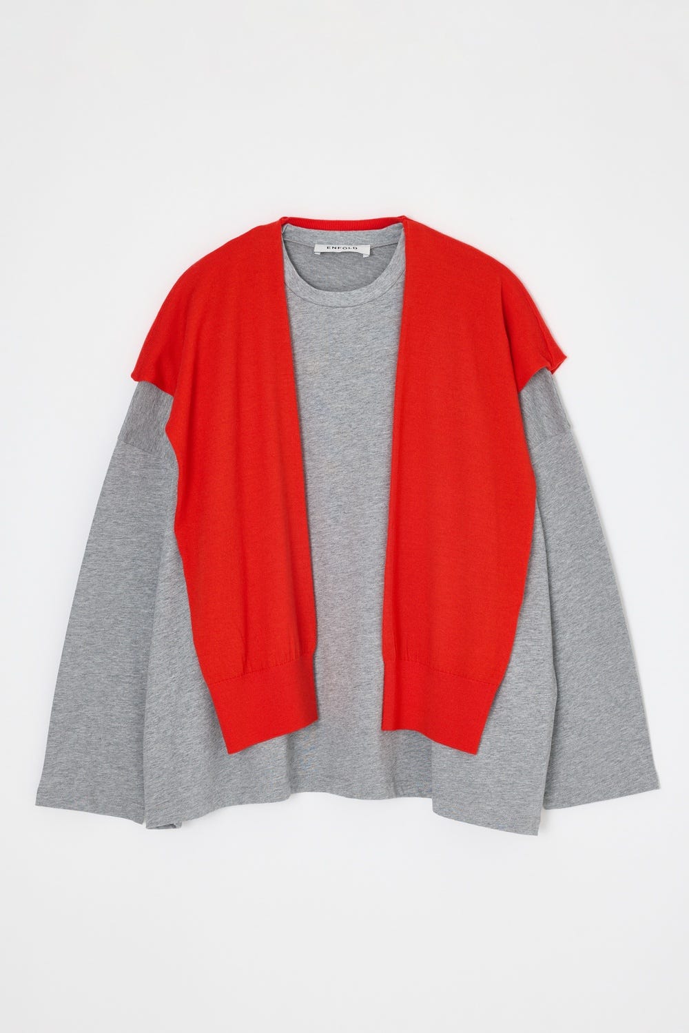 KNIT CAPE LONG-SLEEVES T-SHIRT T.GRY 38