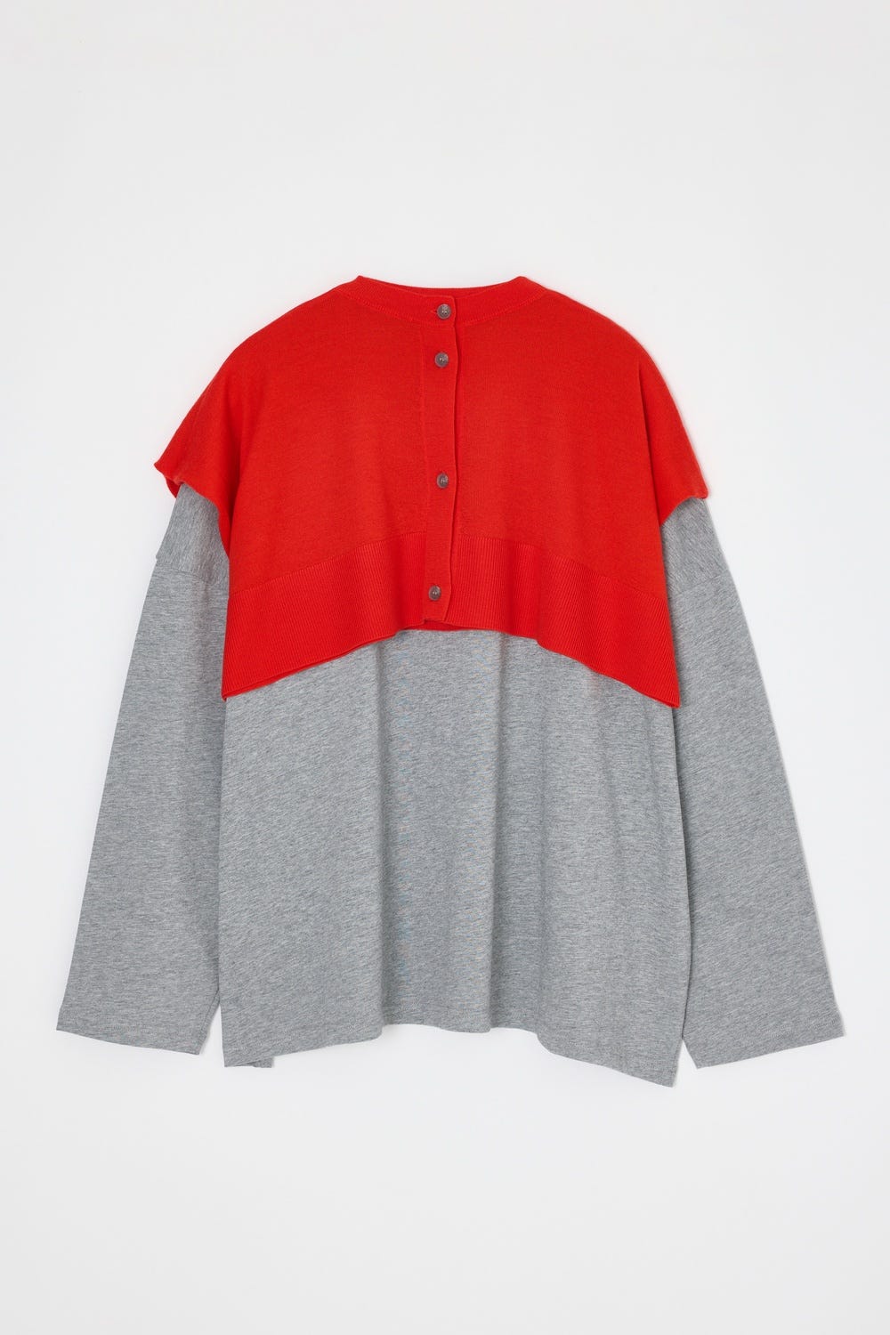 KNIT CAPE LONG-SLEEVES T-SHIRT T.GRY 38