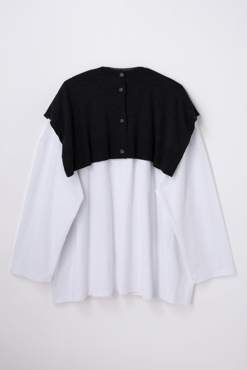 KNIT CAPE LONG-SLEEVES T-SHIRT WHT 38