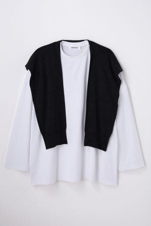 KNIT CAPE LONG-SLEEVES T-SHIRT