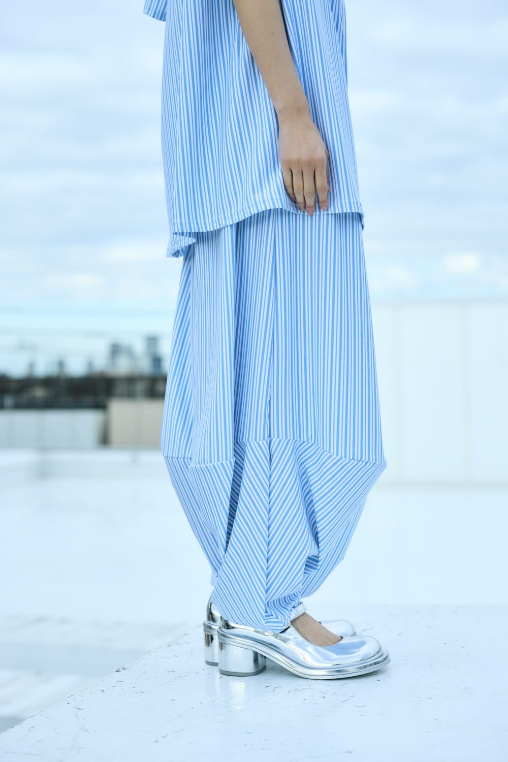 BOX-TUCK PANTS WHT 36