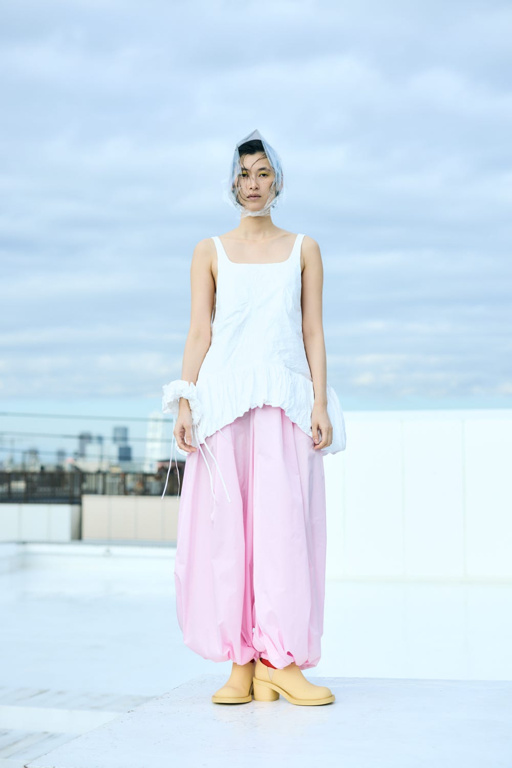 DROP-HEM CAMISOLE VEST WHT 38