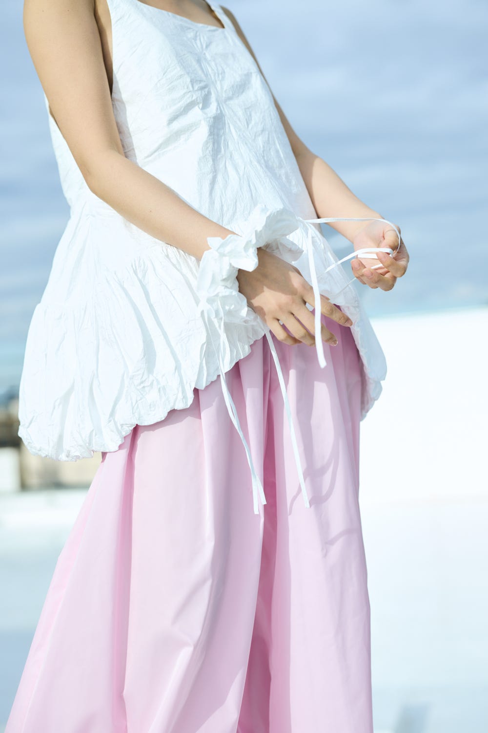 DROP-HEM CAMISOLE VEST WHT 38