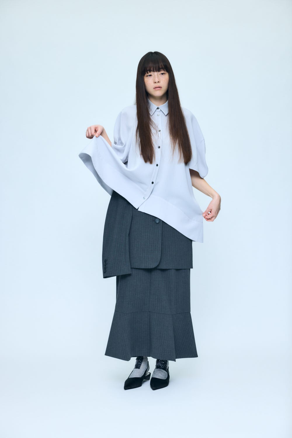 UMBRELLA HEM SKIRT C.GRY 38