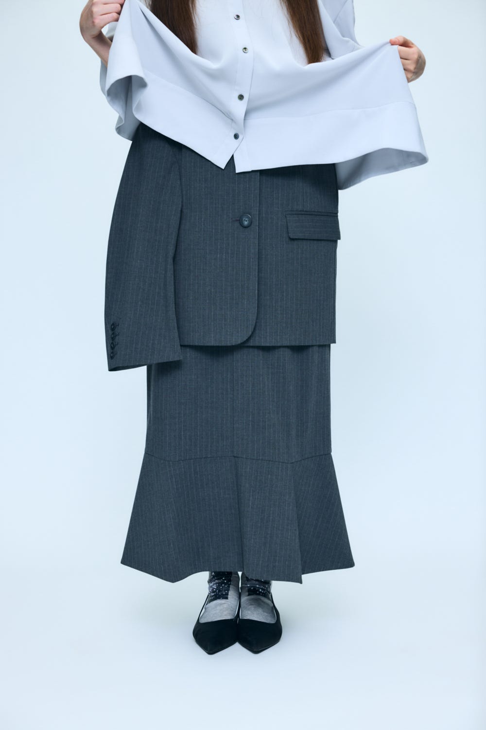 UMBRELLA HEM SKIRT C.GRY 38