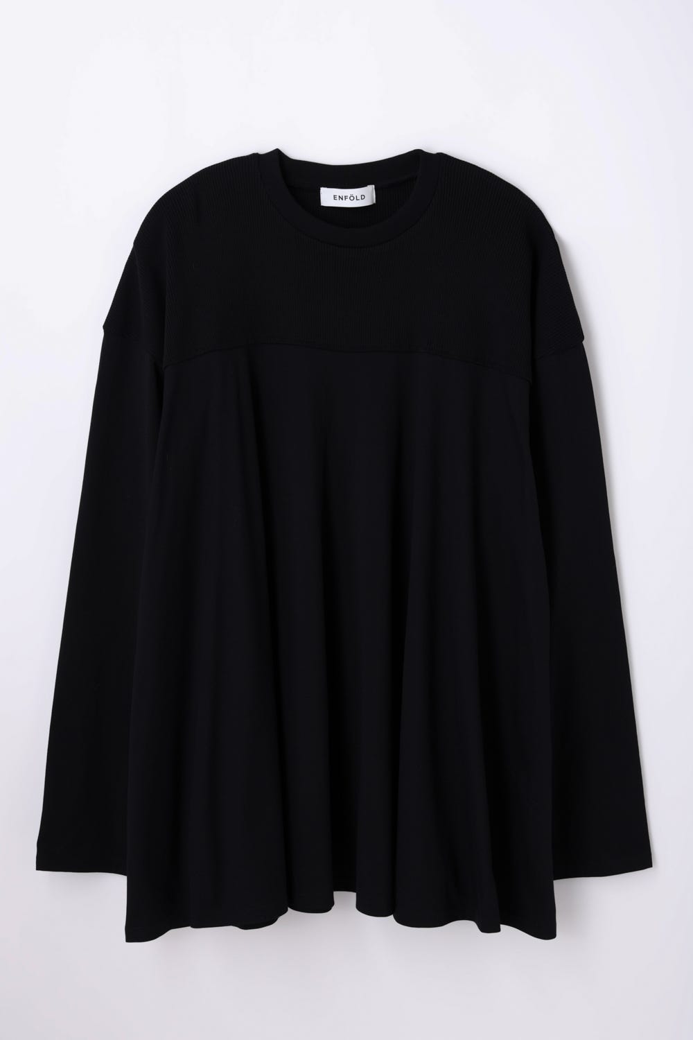 MIX-FABRIC LONG-SLEEVES T-SHIRT BLK 38