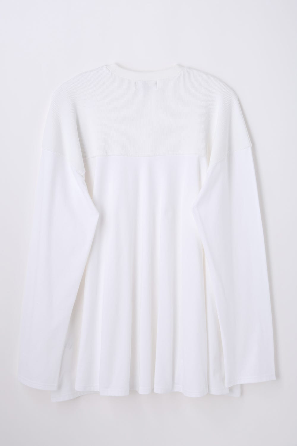 MIX-FABRIC LONG-SLEEVES T-SHIRT WHT 38