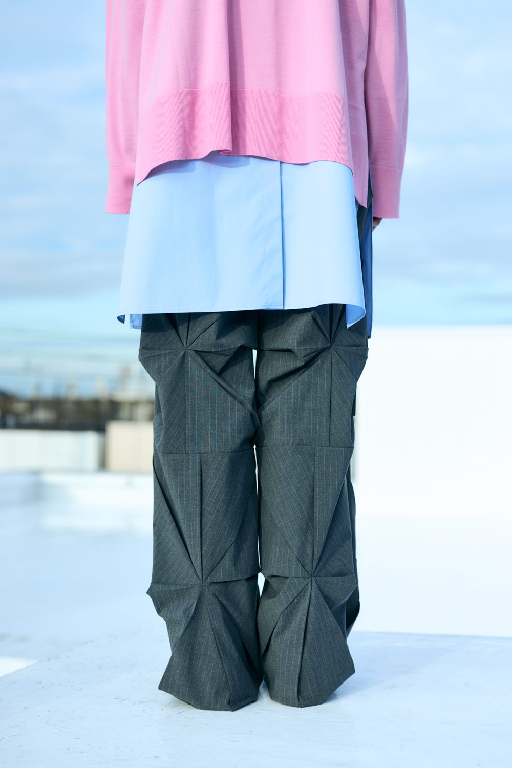 SPIRAL-TUCK PANTS C.GRY 36