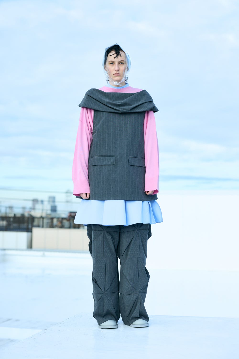 SPIRAL-TUCK PANTS C.GRY 36