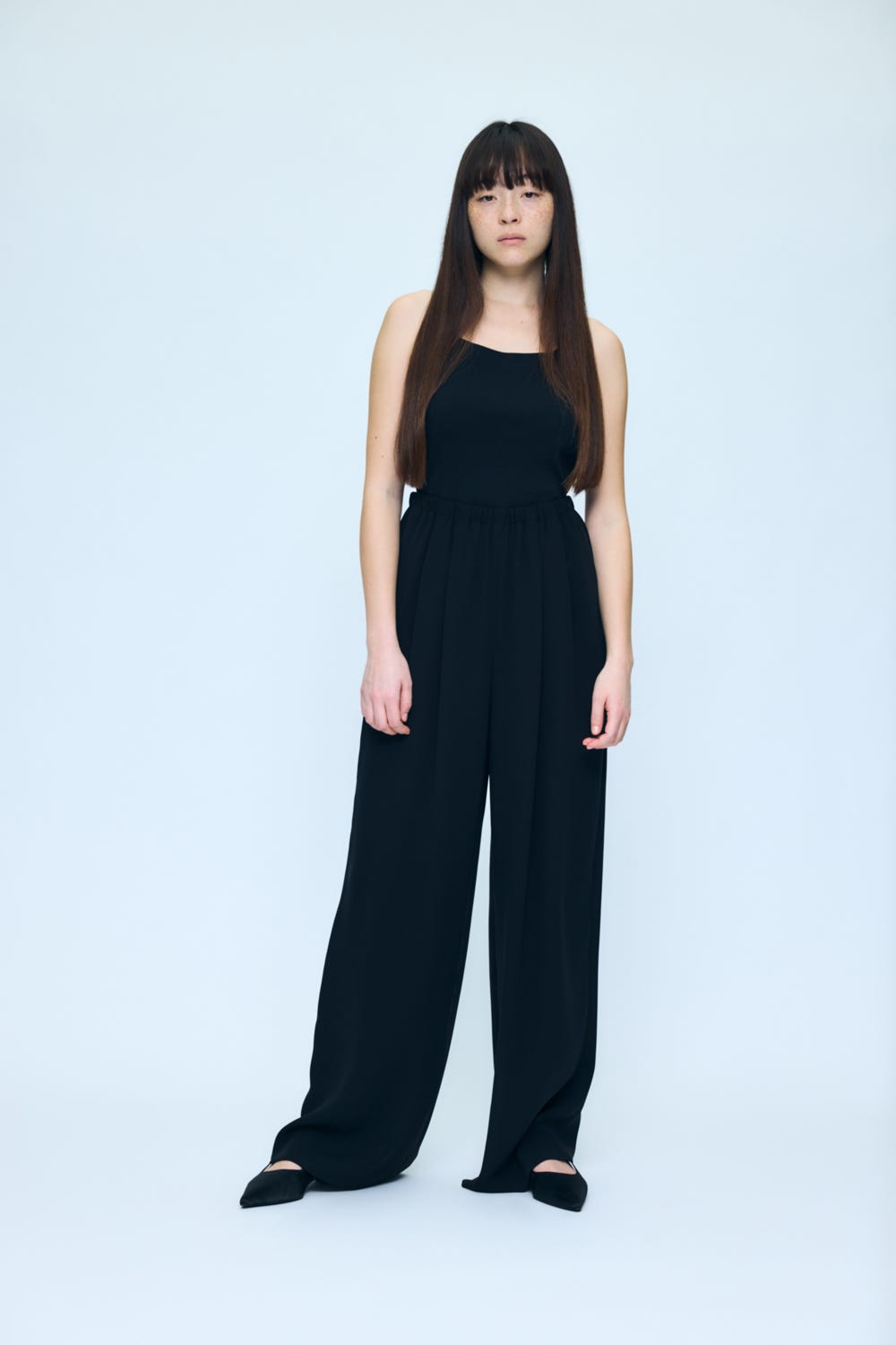 RELAX ELASTIC WIDE-TROUSERS BLK 34