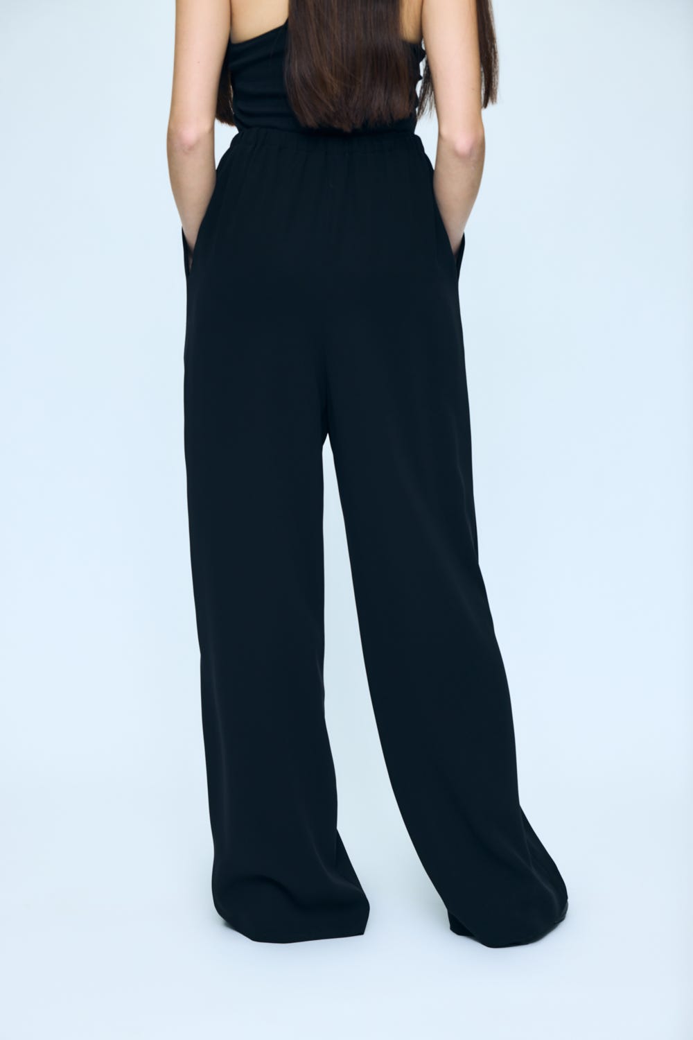 RELAX ELASTIC WIDE-TROUSERS BLK 34