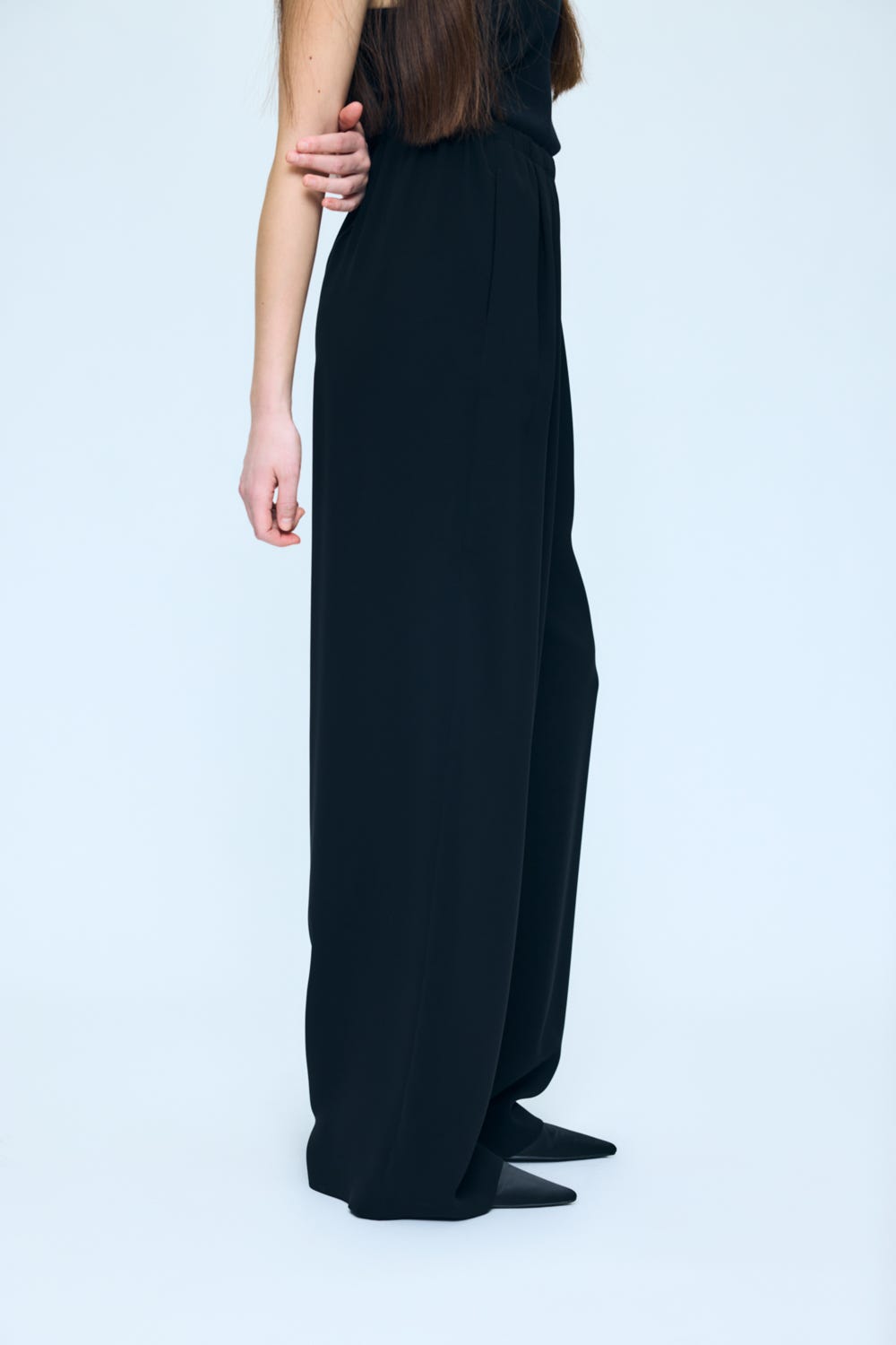 RELAX ELASTIC WIDE-TROUSERS BLK 34