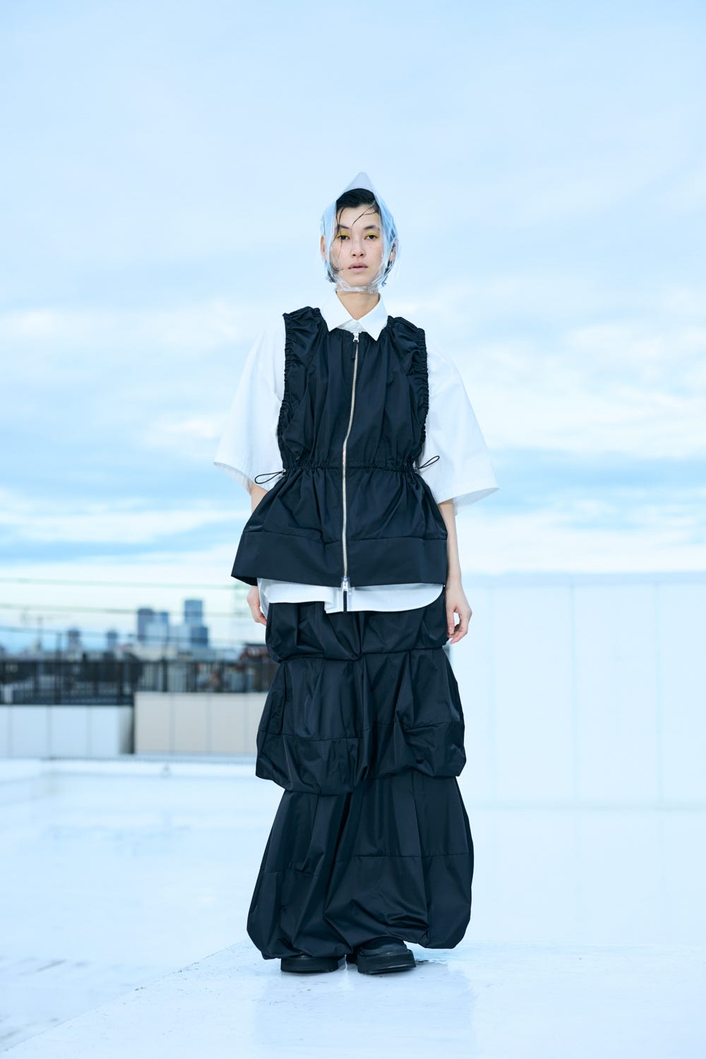 GATHER SHAPE VEST BLK 38