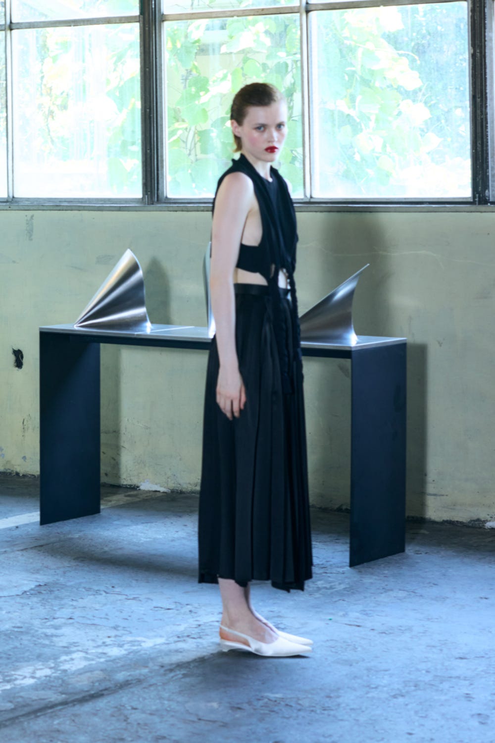 BOX-PLEATS SKIRT BLK 36