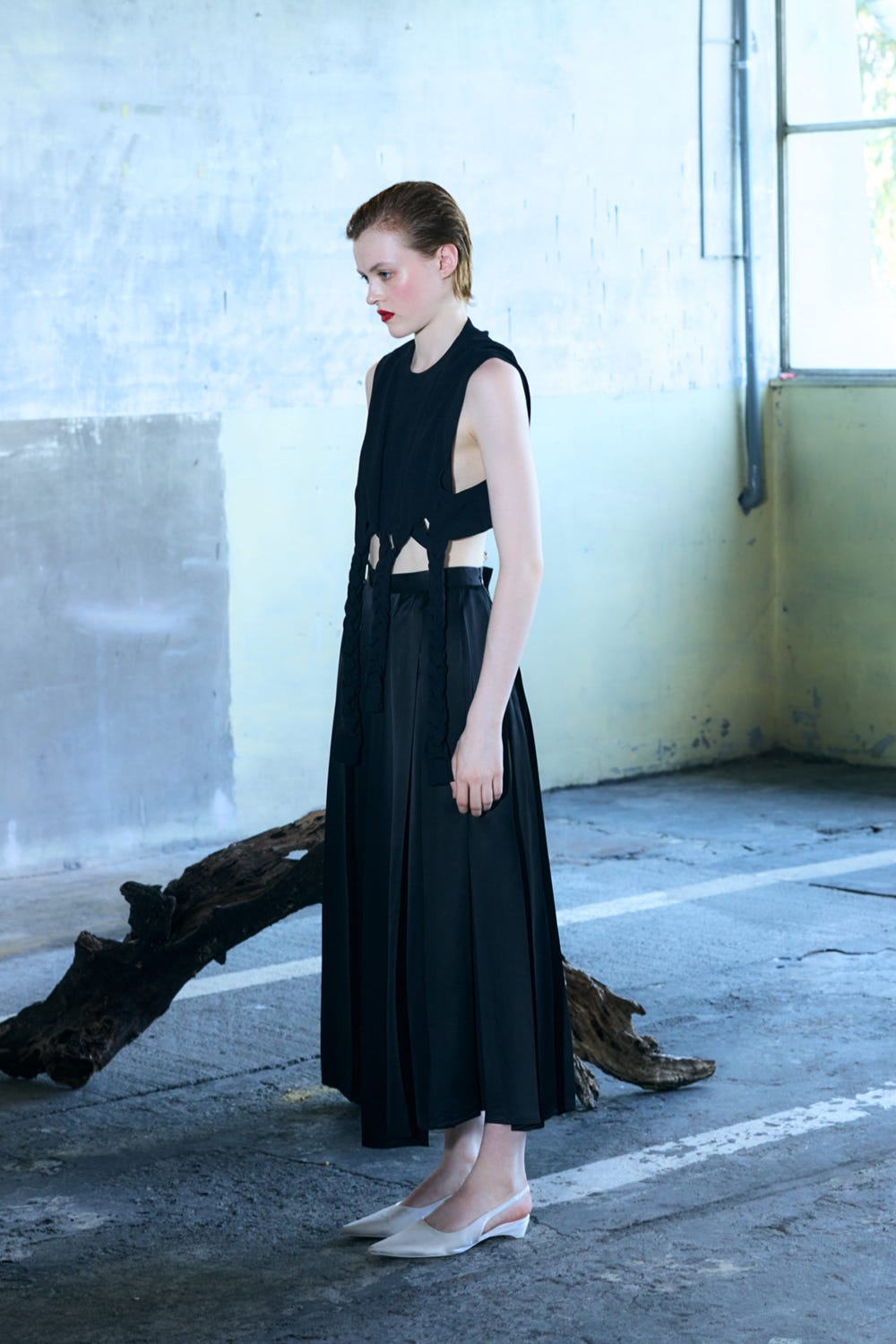 BOX-PLEATS SKIRT BLK 36