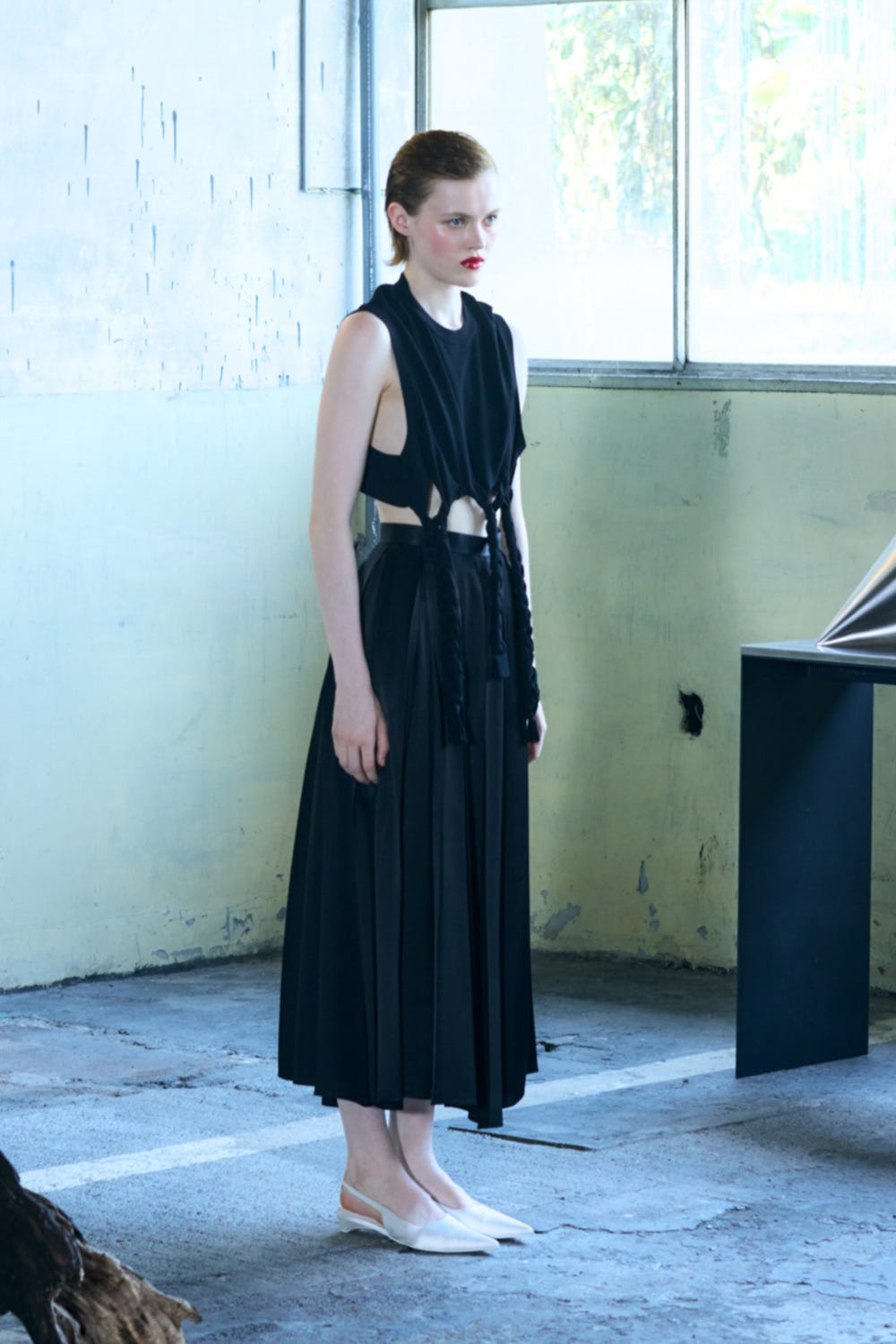 BOX-PLEATS SKIRT BLK 36