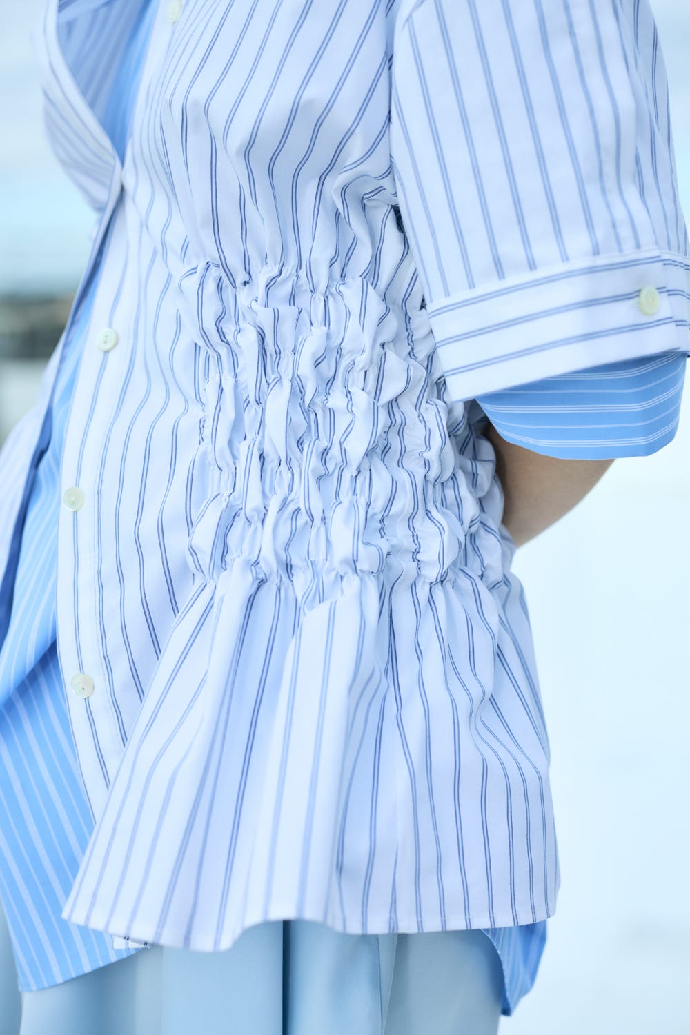 SHIRRING SHIRT WHT 38