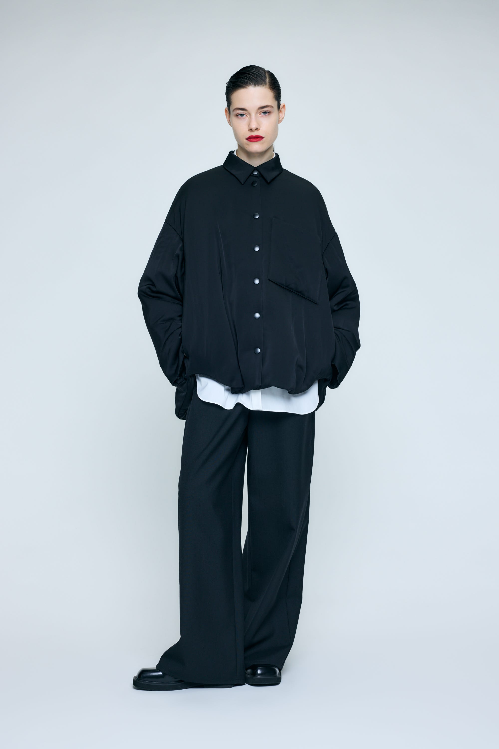 PADDING BIG SHIRT JACKET BLK 38