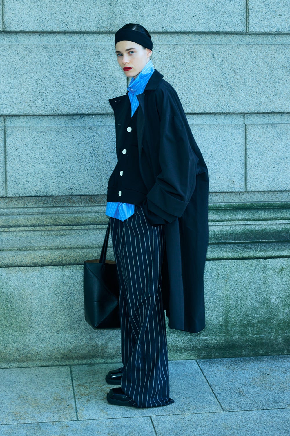 SOUTIEN-COLLAR FLARE COAT BLK 36