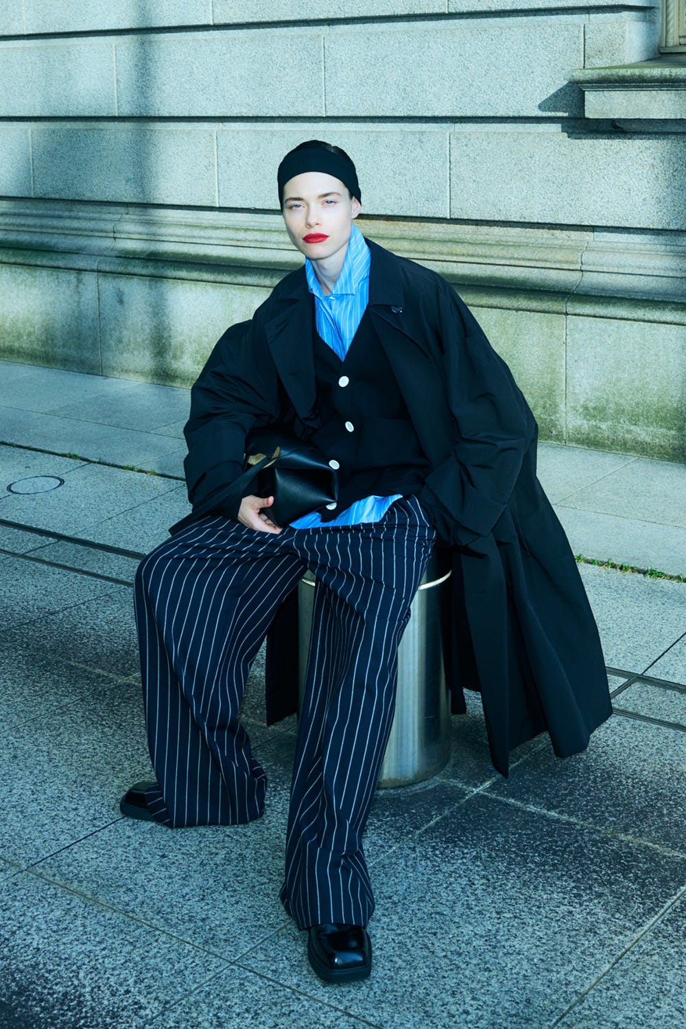 SOUTIEN-COLLAR FLARE COAT BLK 36