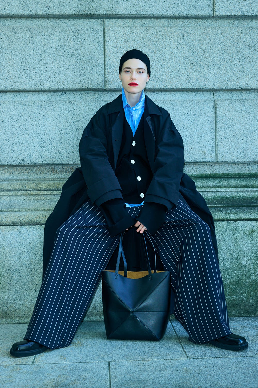 SOUTIEN-COLLAR FLARE COAT BLK 36