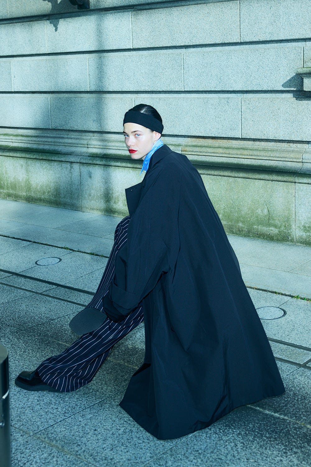 SOUTIEN-COLLAR FLARE COAT BLK 36