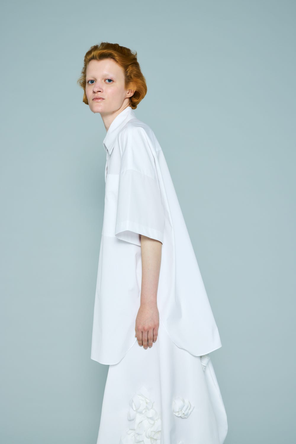 HALF-SLEEVES BOX SHIRT WHT 38