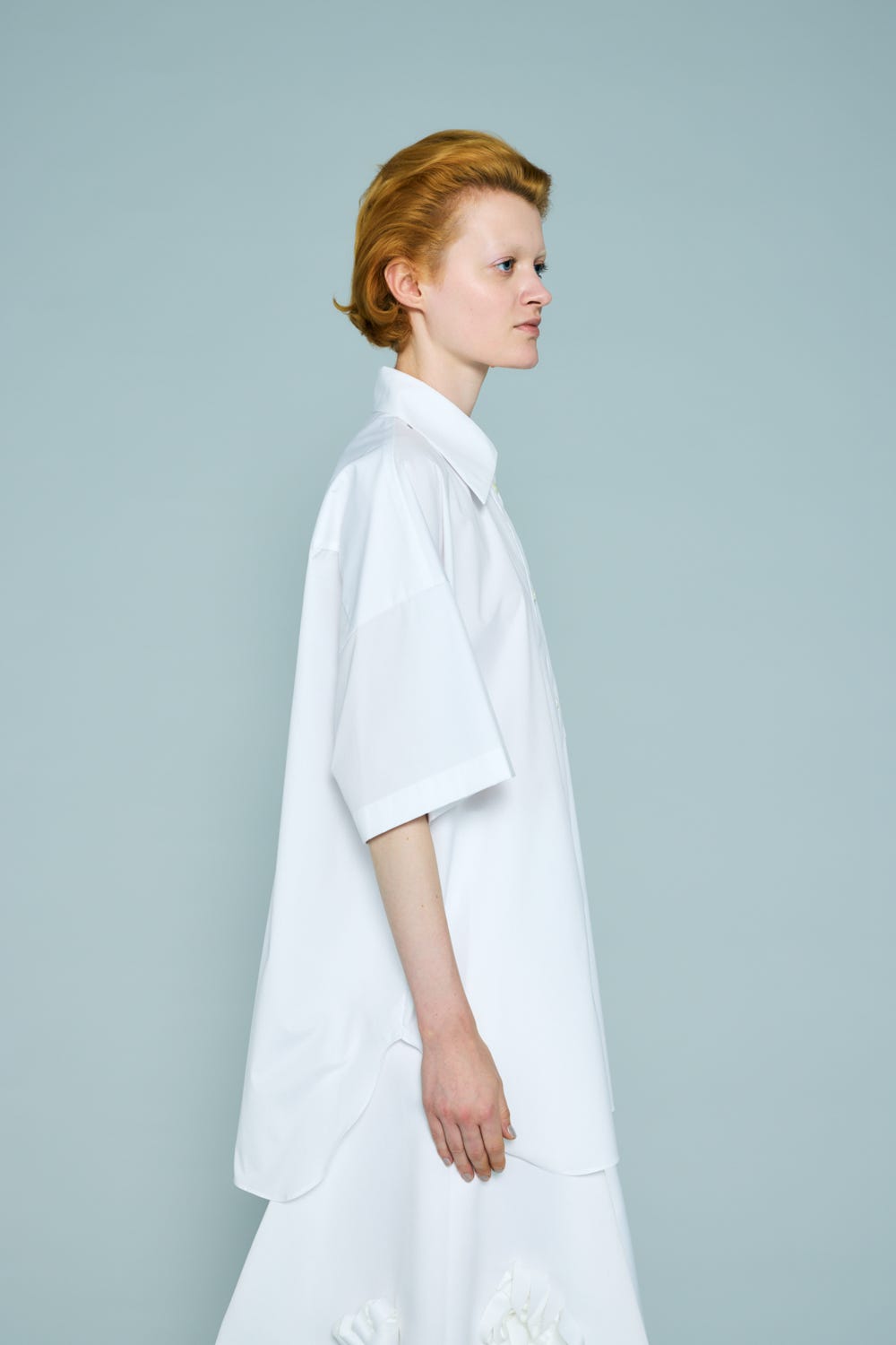 HALF-SLEEVES BOX SHIRT WHT 38