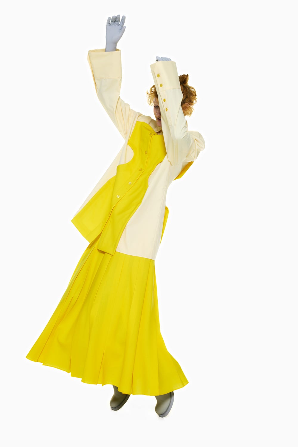 BOX PLEATS MIDI-SKIRT YEL 36