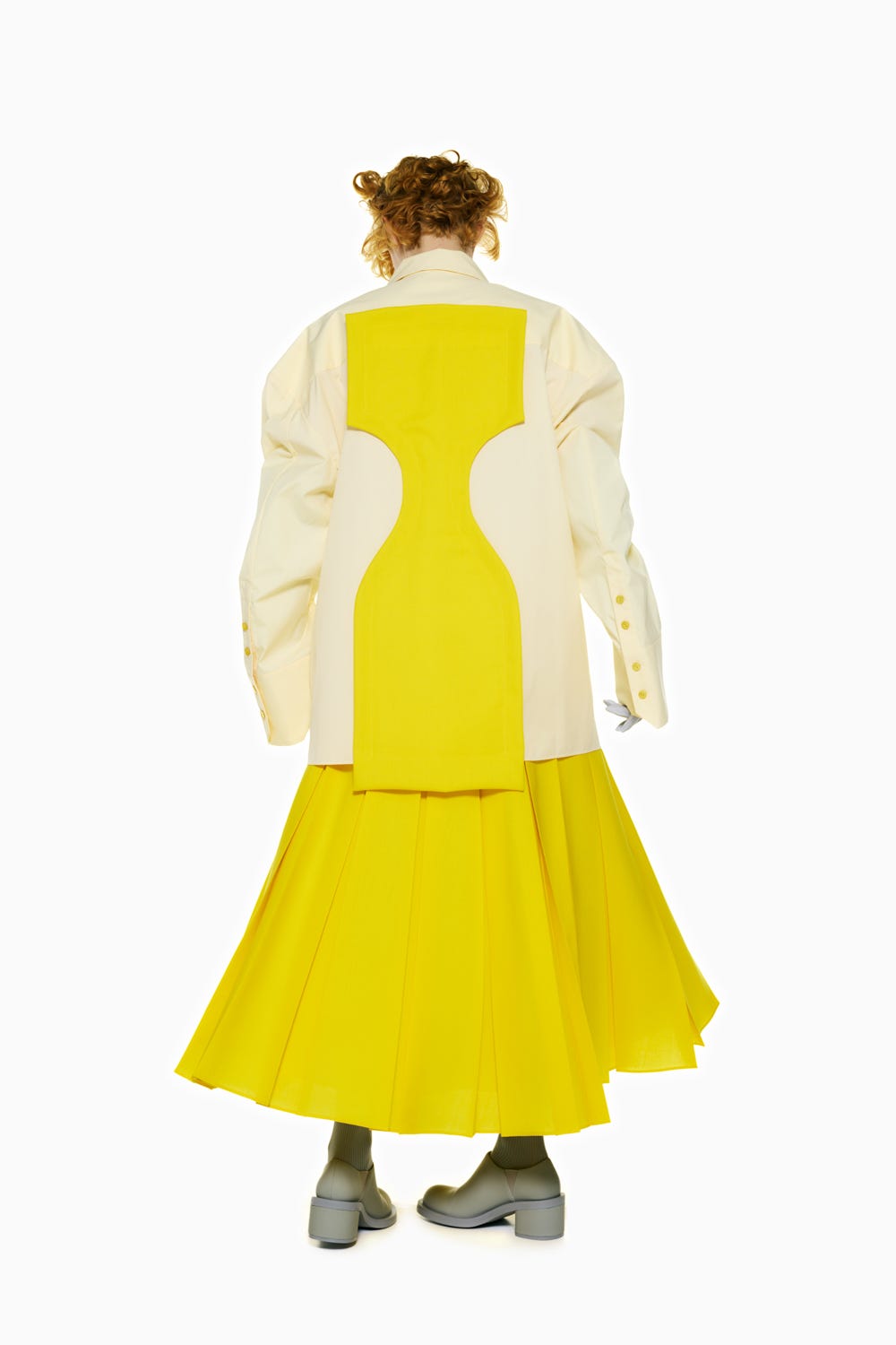 BOX PLEATS MIDI-SKIRT YEL 36