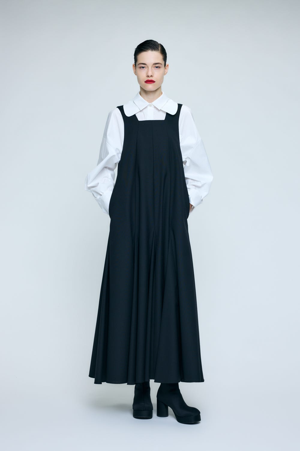 PANEL FLARE TANK-TOP DRESS BLK 38