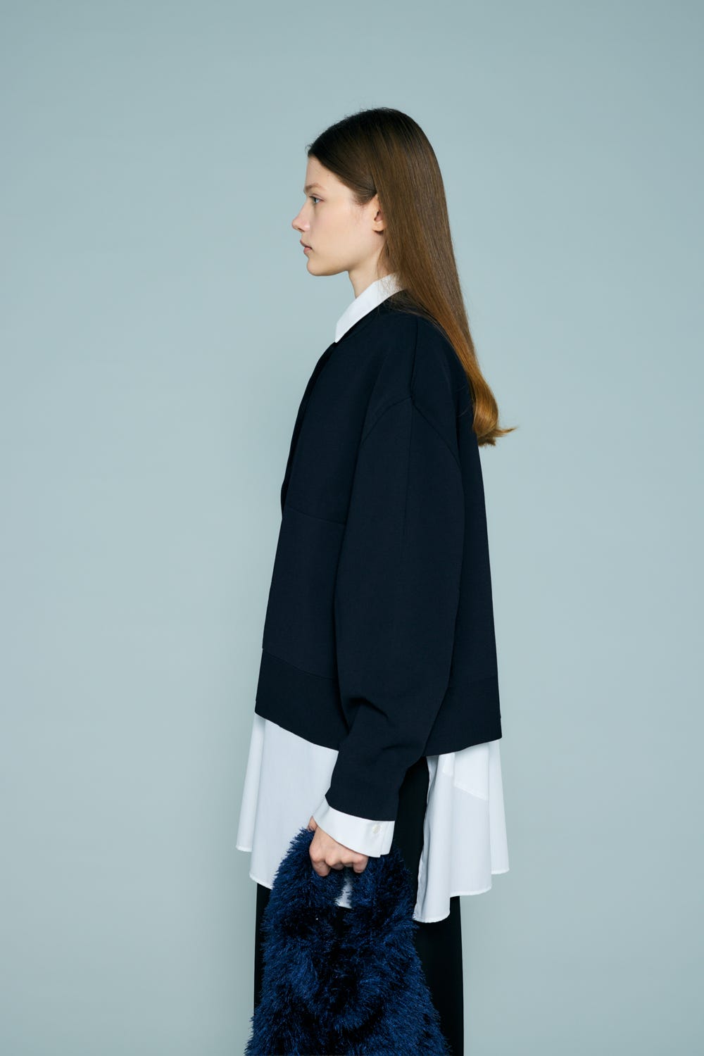 WIDE-ARM BOX-CARDIGAN D/NVY 38